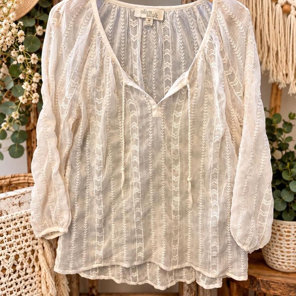 Olive Women's Cream Sheer Blouse